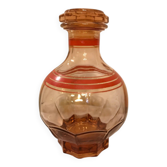 Art Deco, round smoked glass carafe with red edging circa 1930