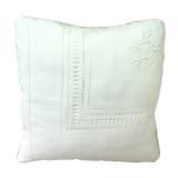 White cushion embroidered old linen