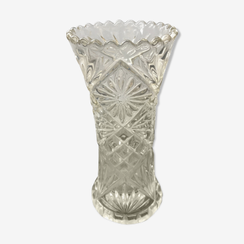 Vase verre moulé décor étoiles vintage