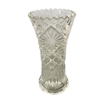 Vase verre moulé décor étoiles vintage
