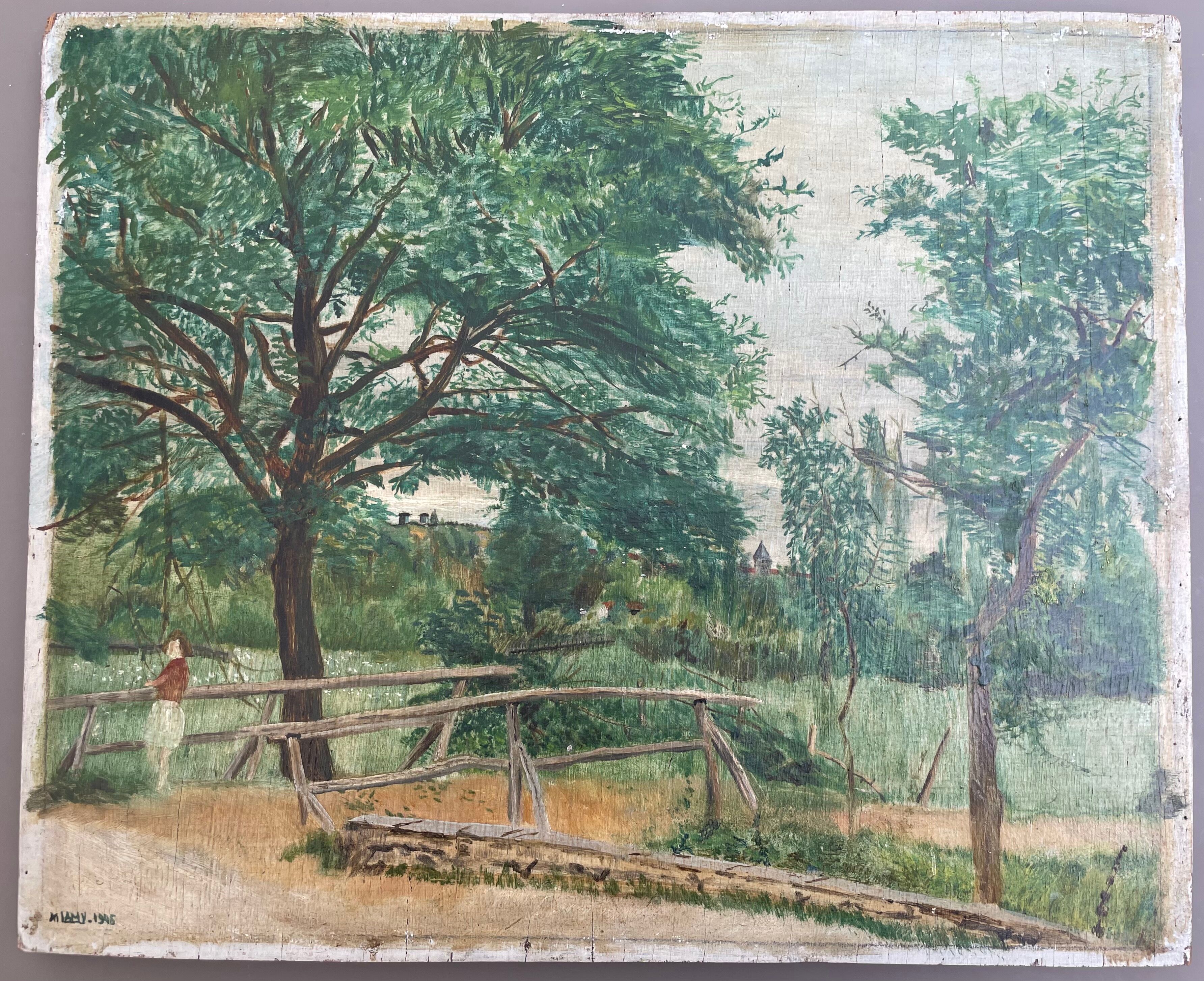 Painting old painting 1946 Lamy Vacances Haute Garonne