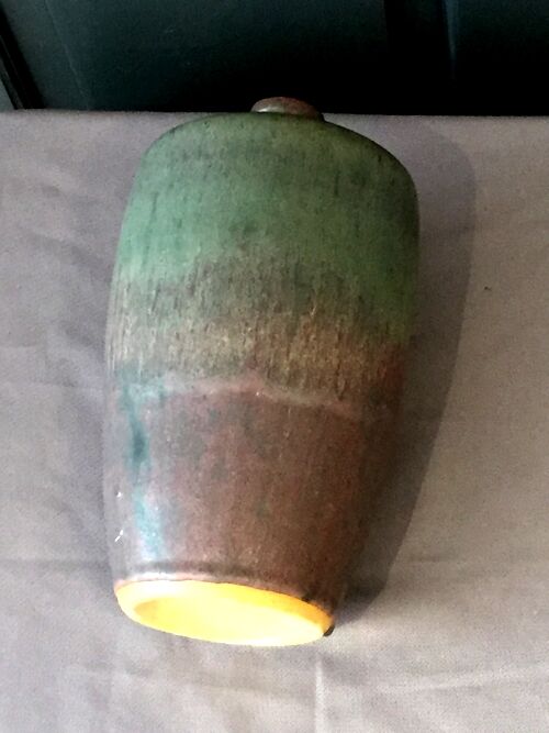 Vase en céramique bi colore vert à violine