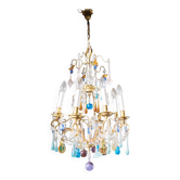 Large chandelier brass fruit crystal color 8 arms