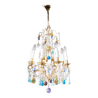 Large chandelier brass fruit crystal color 8 arms