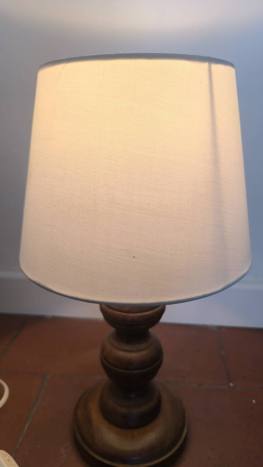 1950s turned wood table lamp