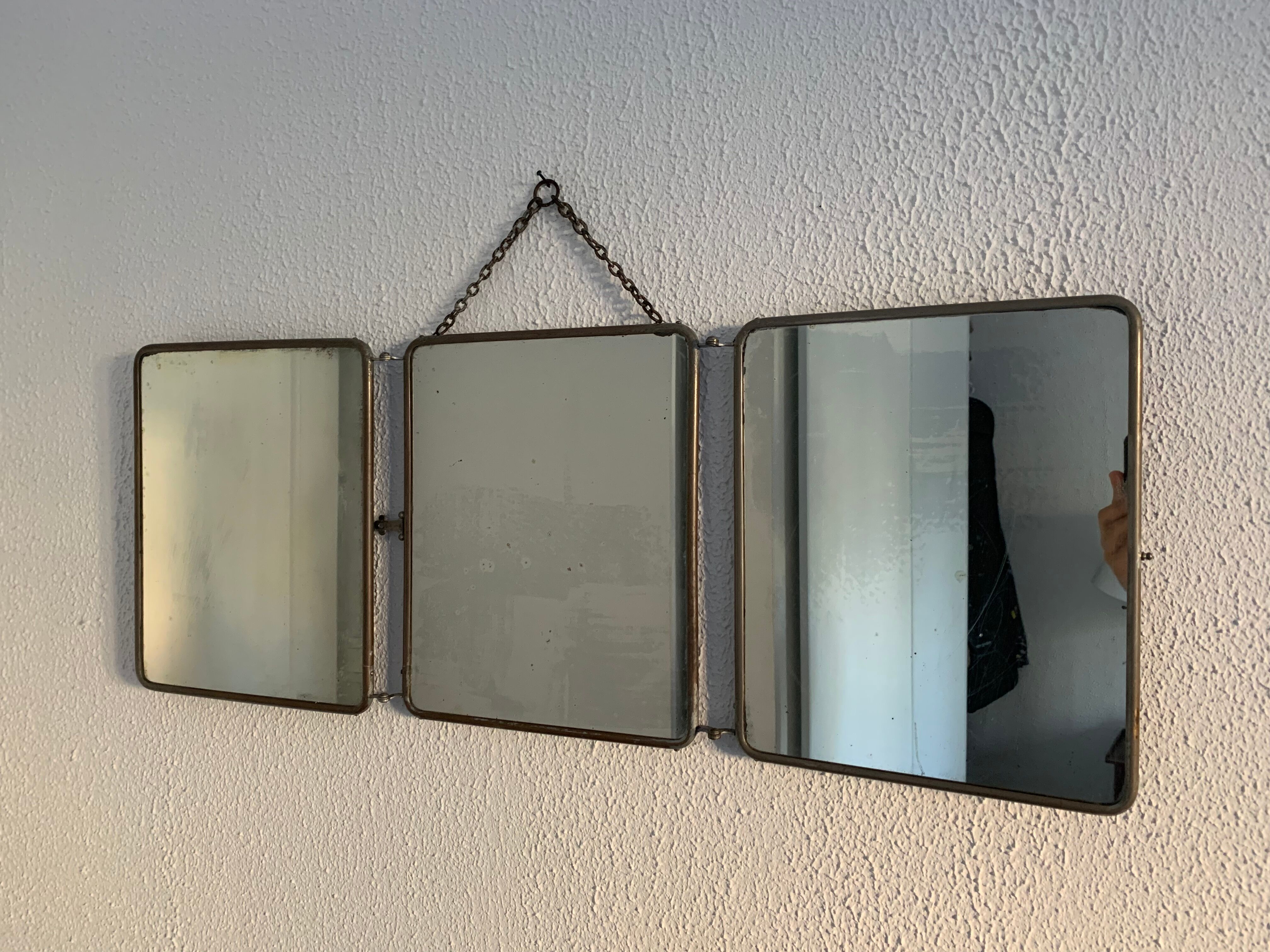 Vintage mirror 1930 triptych barber hairdresser - 30 x 78 cm
