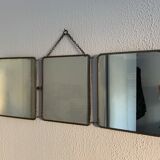Vintage mirror 1930 triptych barber hairdresser - 30 x 78 cm