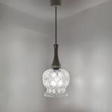 Pressed molded glass pendant light from the 60s