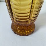 Art Deco vase in molded pressed glass, amber color