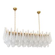 Chandelier rectangulaire en verre de Murano "Conchiglie" clair contemporain en or par