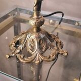 small bronze lamp with very beautiful glass paste tulip 40x14 electricity ok