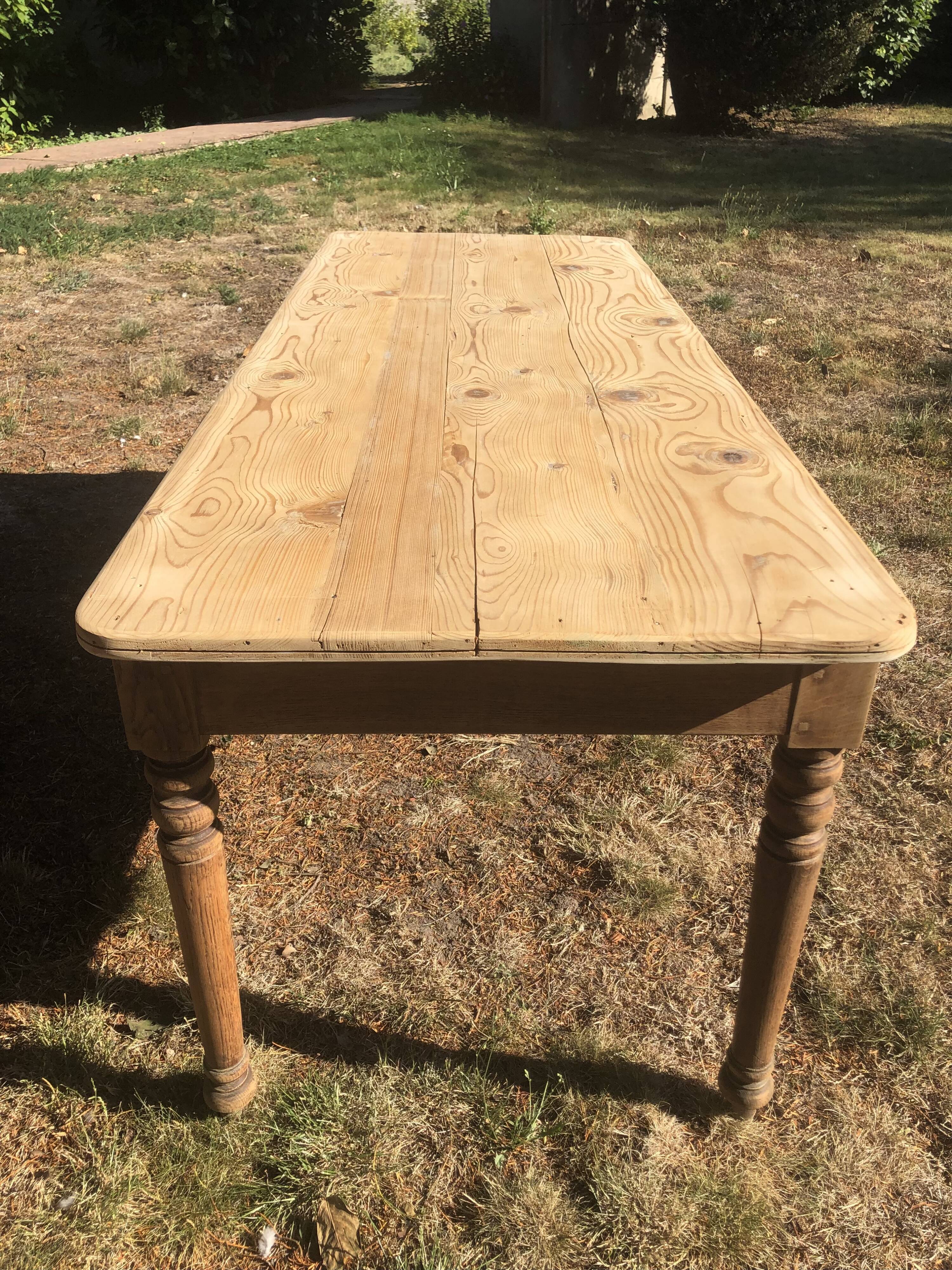 Farmhouse table made of natural wood