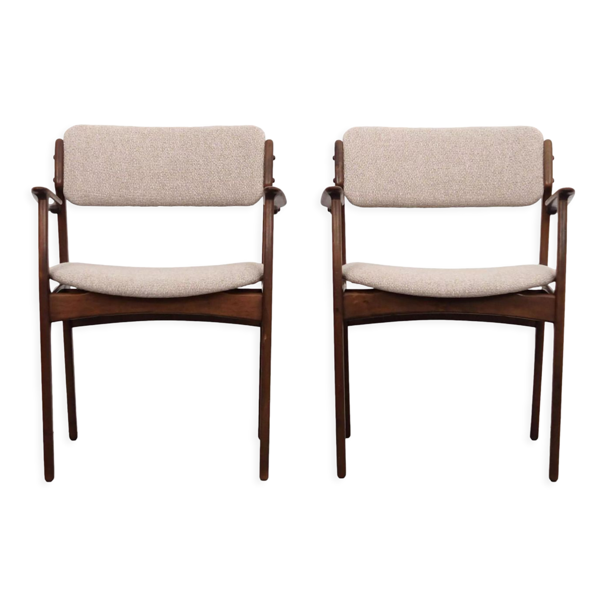 Set of two walnut chairs, Danish design, 1960s, designer: Erik Buch