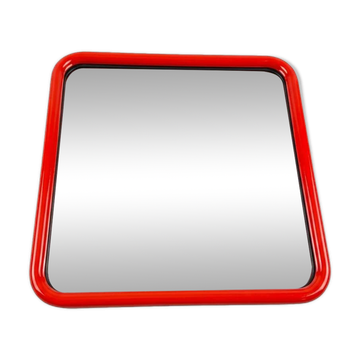 Miroir carré vintage en métal laqué rouge 60x60