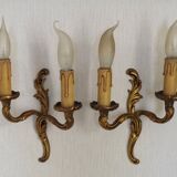 Vintage French Bronze Double Wall Sconces with Acanthus Leaf Detail 5706