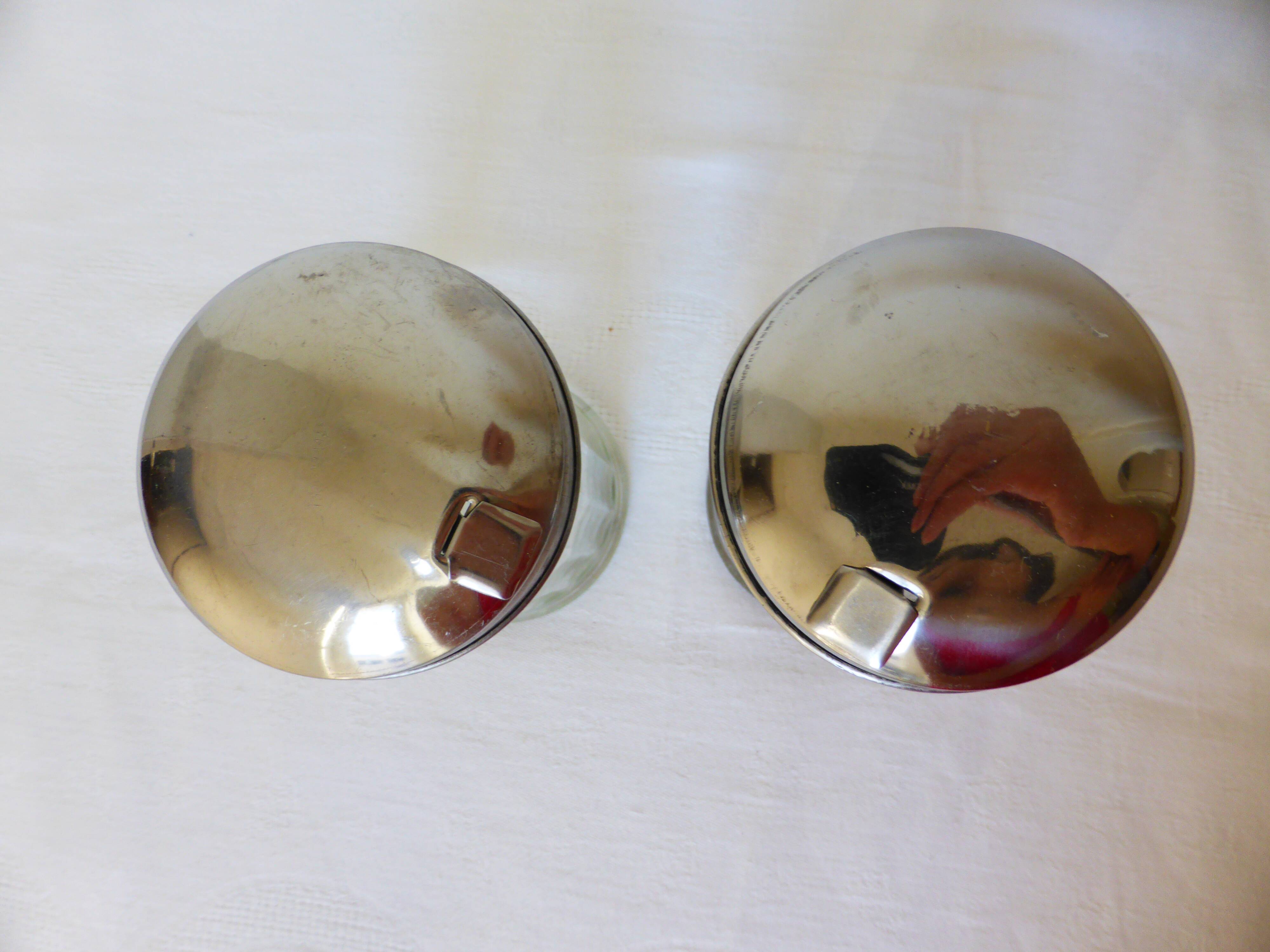 vintage glass and stainless steel sugar bowl