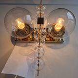 Applique murale tchèque en laiton et verre du milieu du siècle, par Kamenický Šenov, années 1970