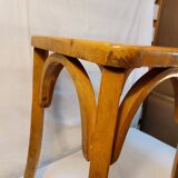 vintage square bistro stool in curved wood