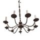 Vintage chandelier with 9 arms in gold metal – foliage decoration – Paris Baguès