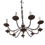 Vintage chandelier with 9 arms in gold metal – foliage decoration – Paris Baguès