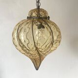 Amber Murano Glass Venetian Lantern Pendant