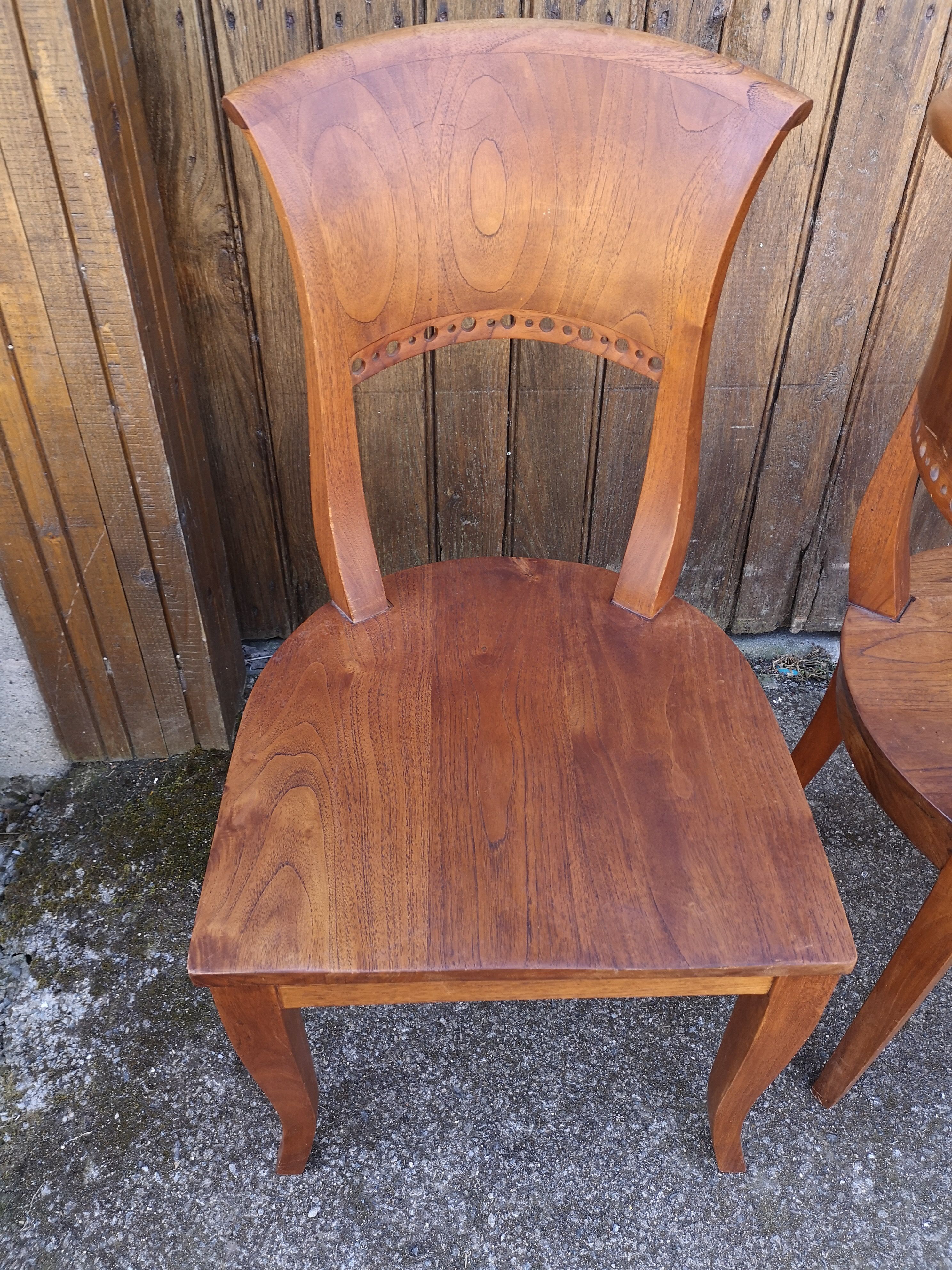 4 teak art deco style chairs