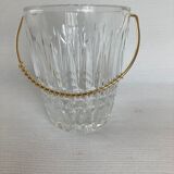 Glass ice bucket and spoon