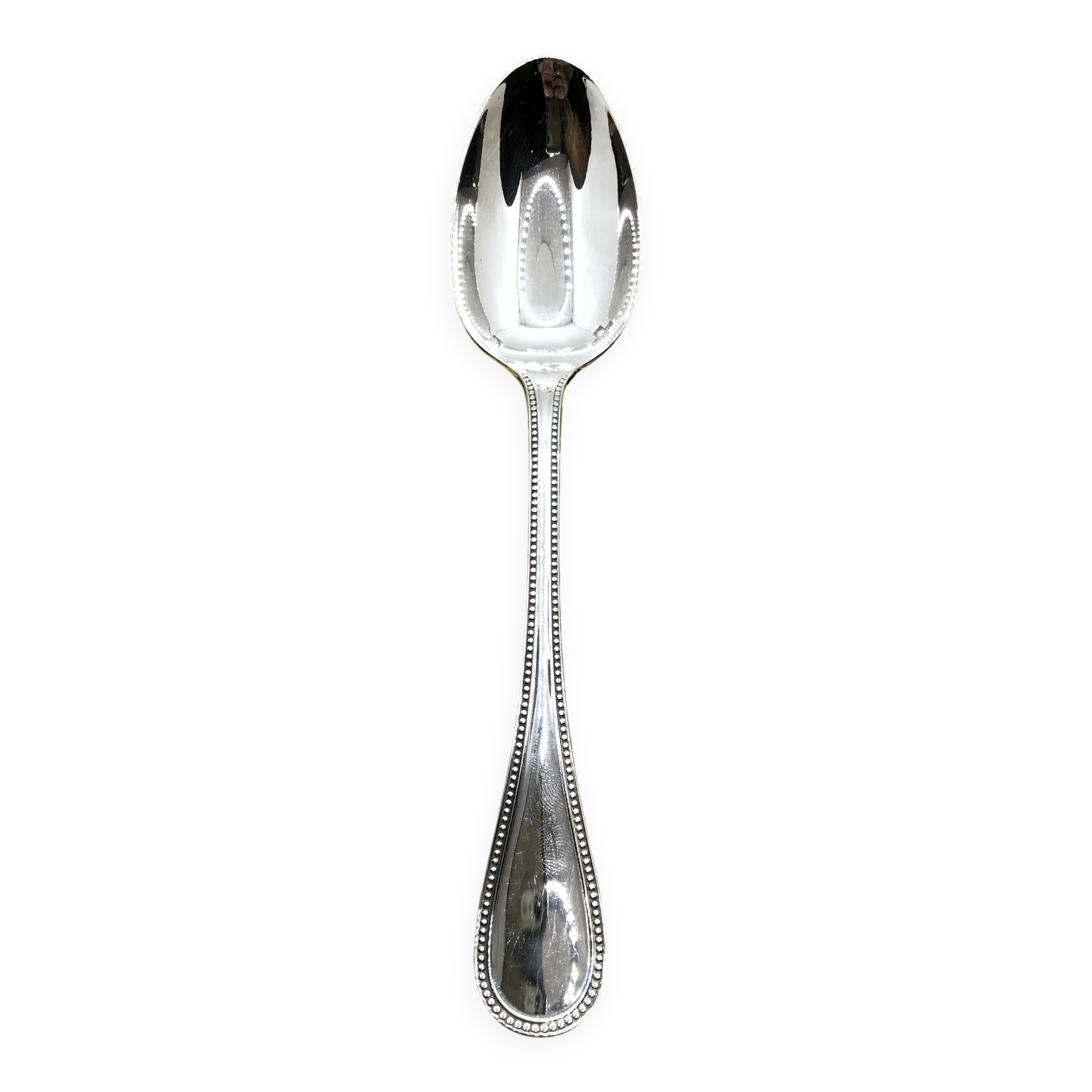 Silver-plated dessert spoon from Christofle, Perles model