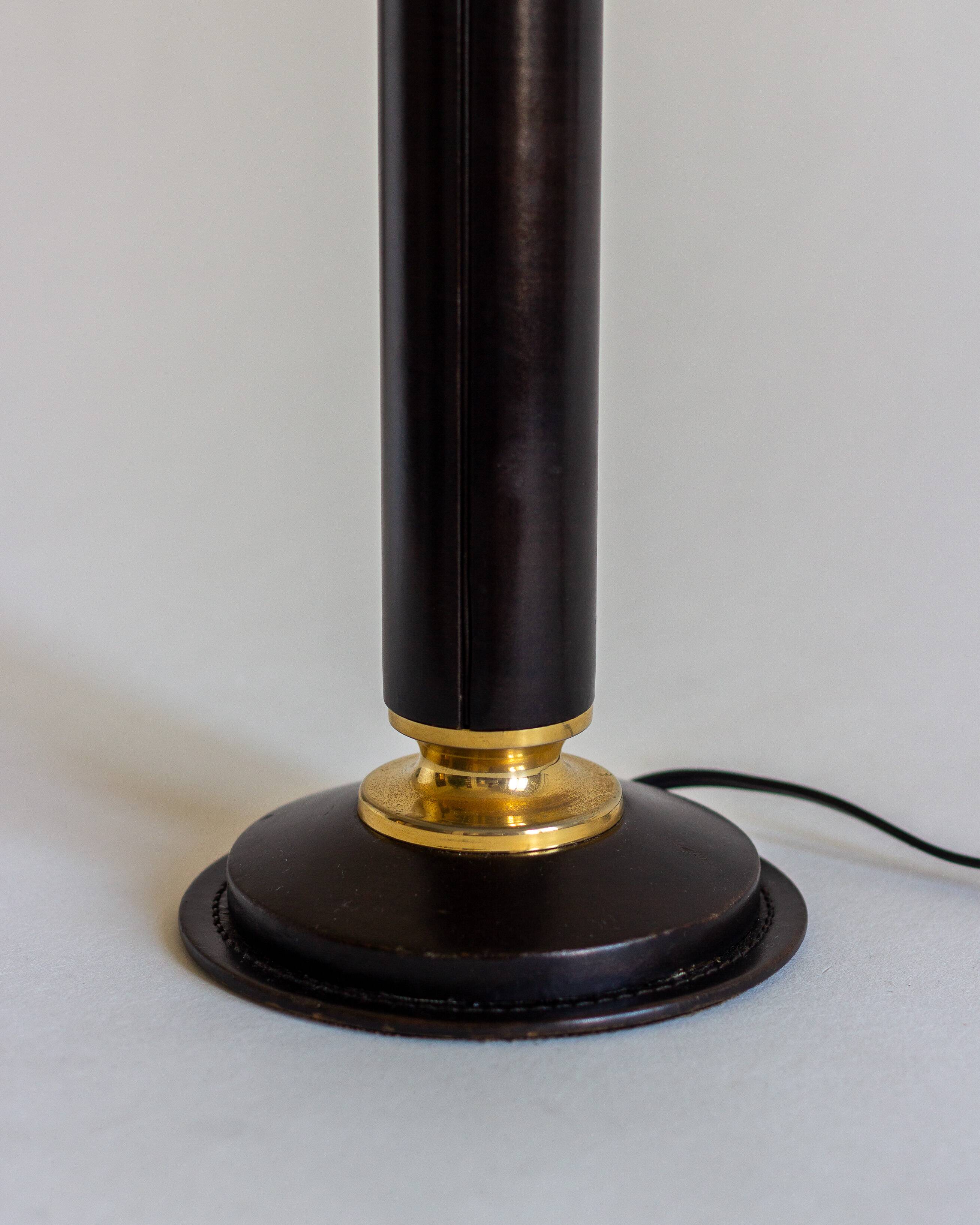 Leather lamp base, Le Tanneur (attr.), France, 1950s/1960s