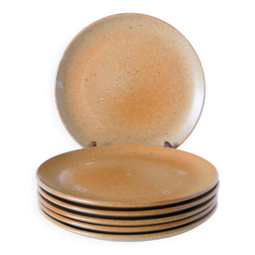 Set of 6 stoneware dessert plates, 1970 - 20.5 cm