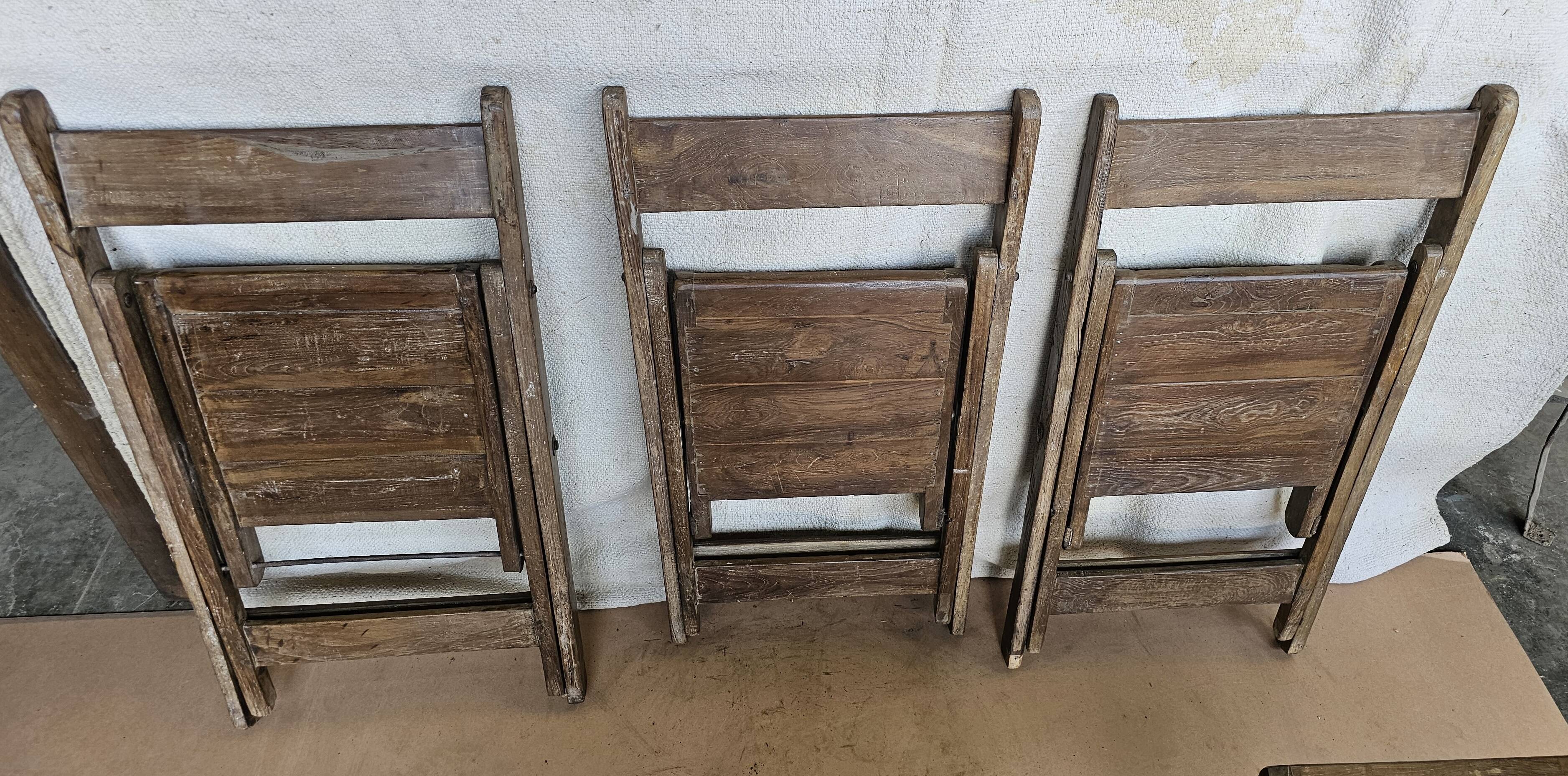 Lot de 6 chaises de cinéma pliante en teck