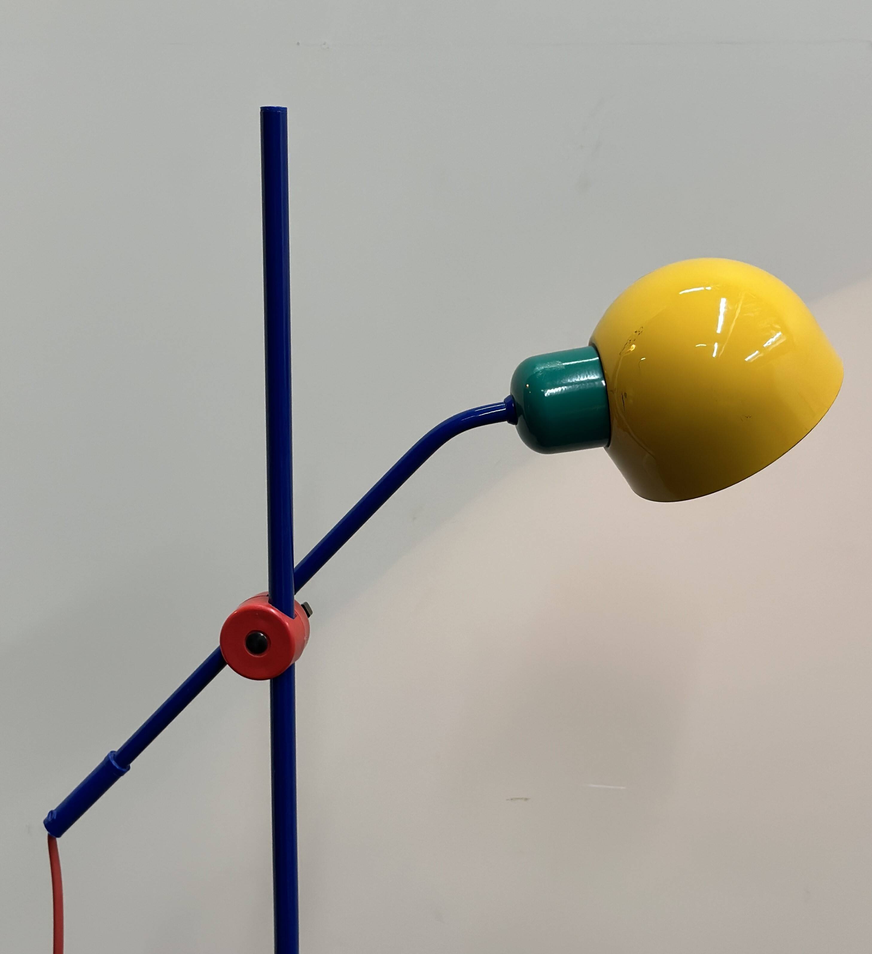 Postmodern Multicolor Metal Floorlamp by Veneta Lumi, 1980s Italy.