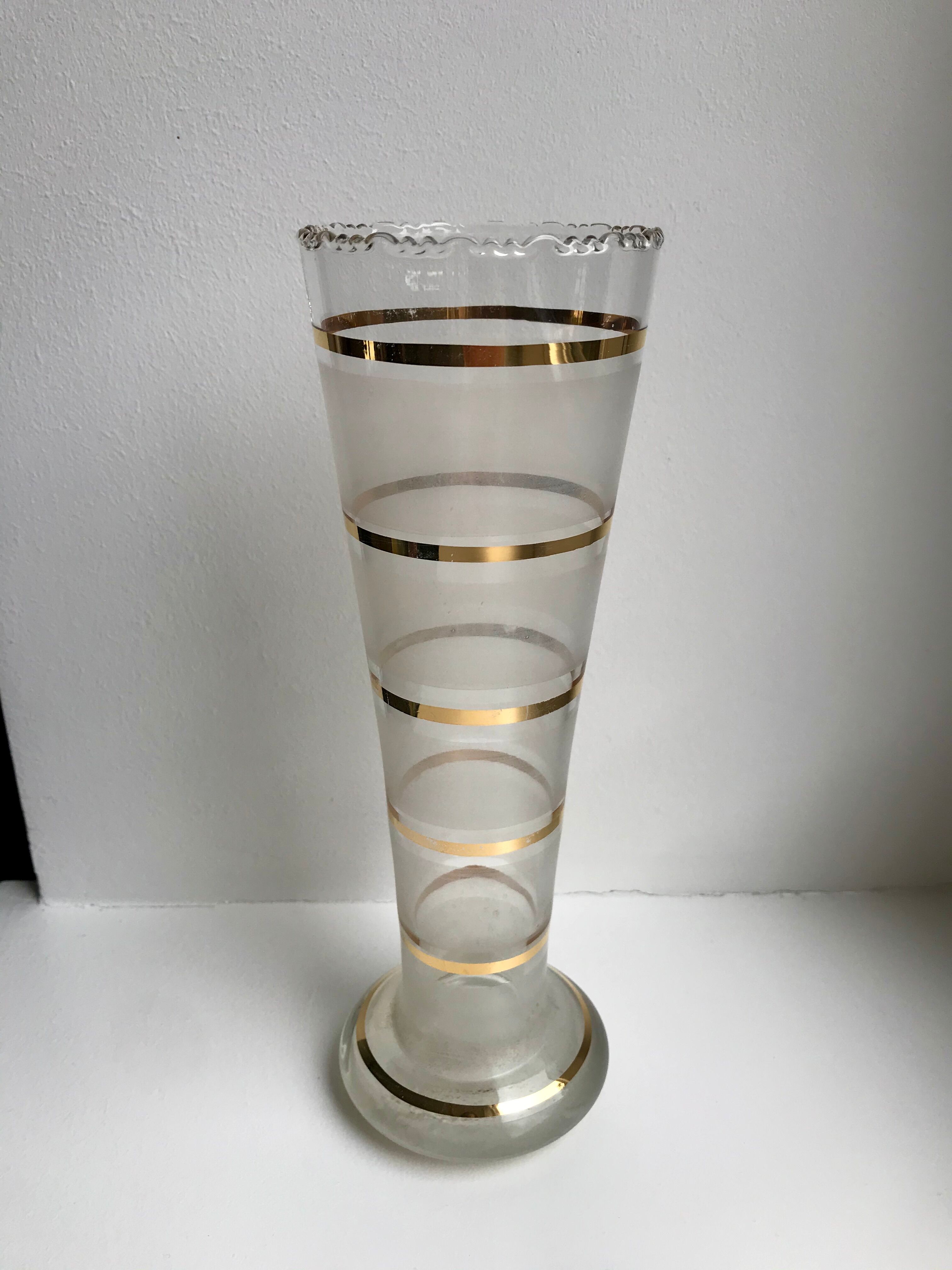 Serrated vase with gilded edging 60s