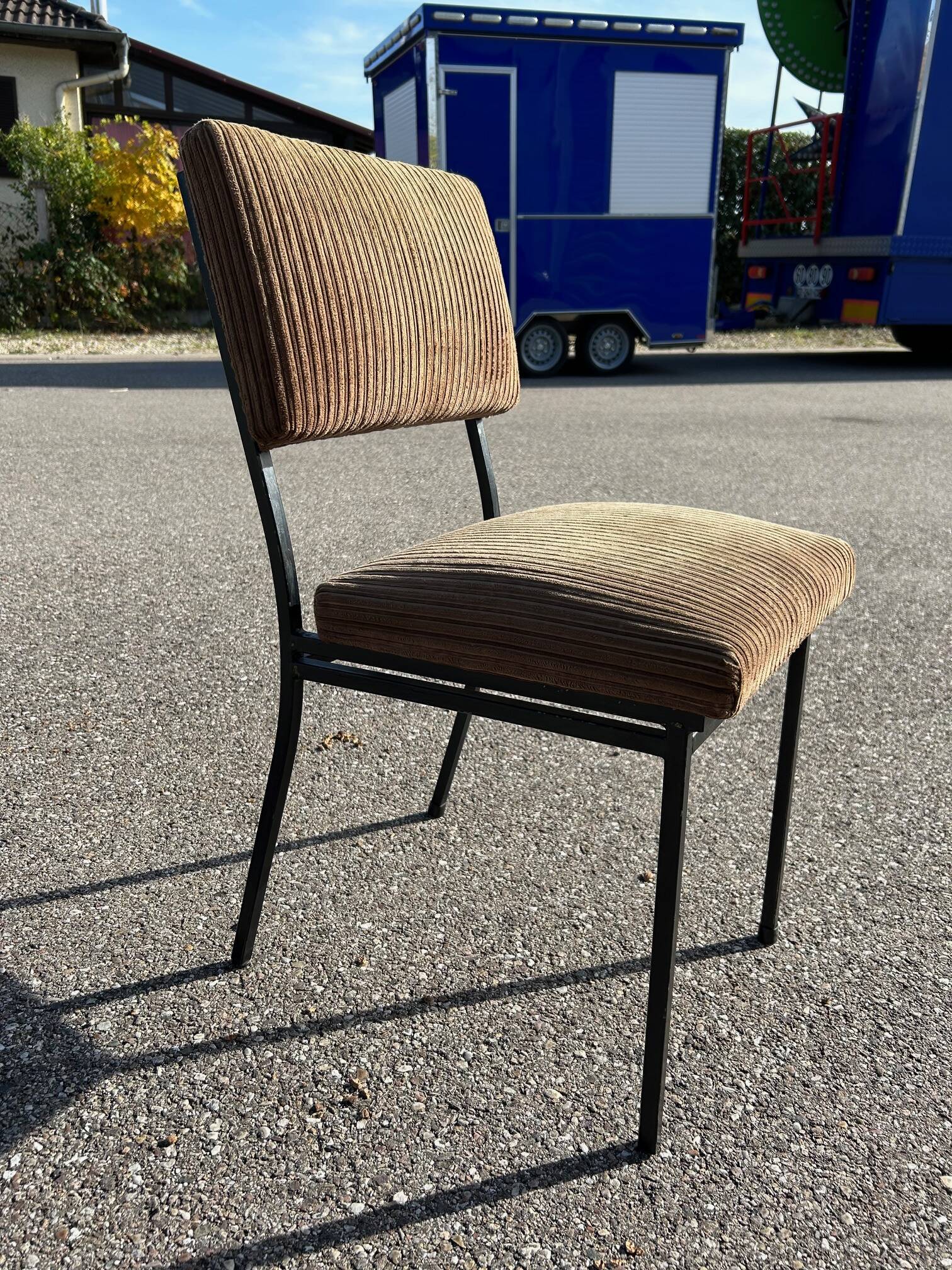 Vintage metal and velvet chair 1950