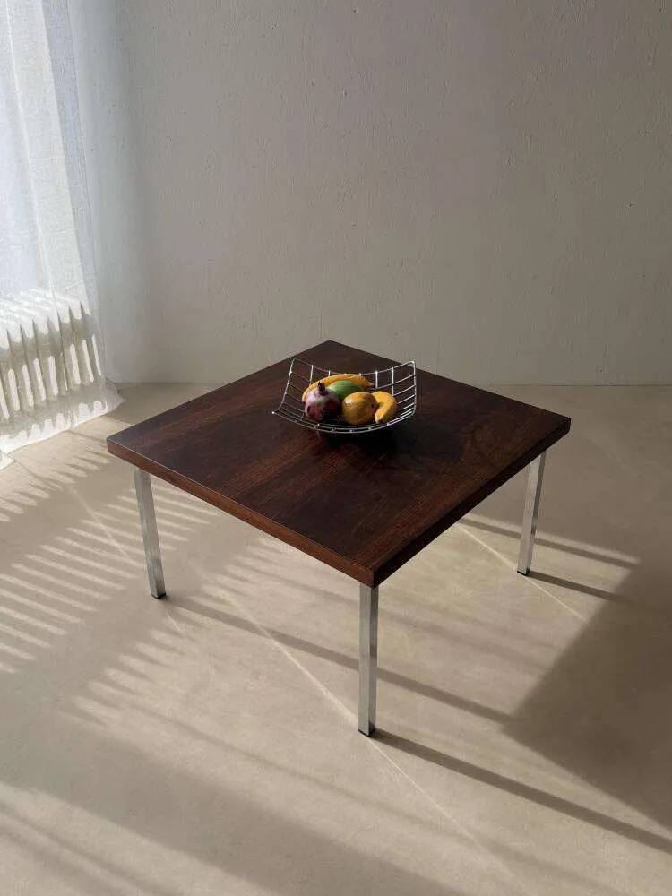 Vintage rosewood coffee table chrome 1960s