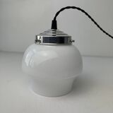 Paire d’anciennes petites suspensions vintage en opaline 15 cm