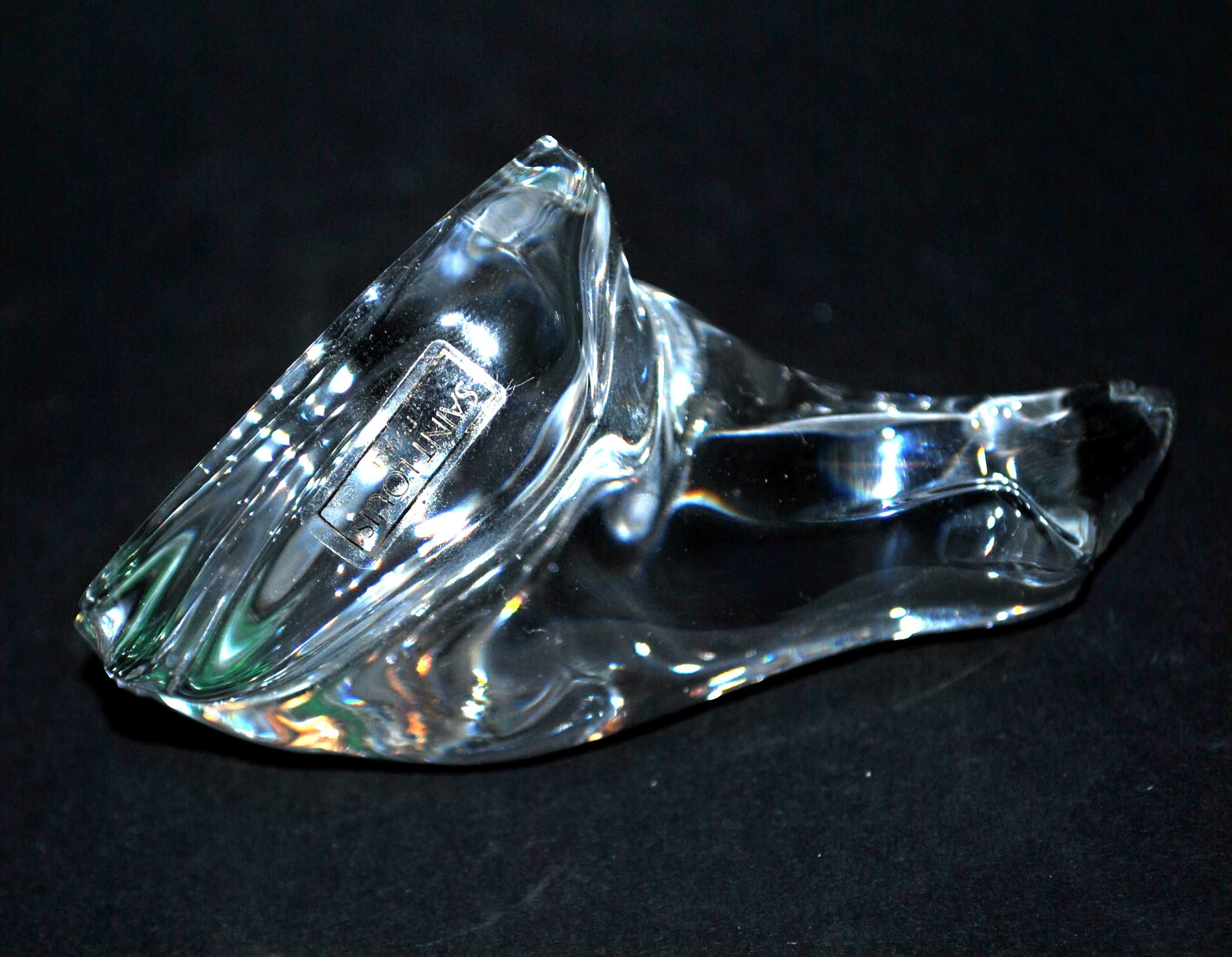 Paperweight statuette frog in crystal of saint-louis signed 6x6x8cm