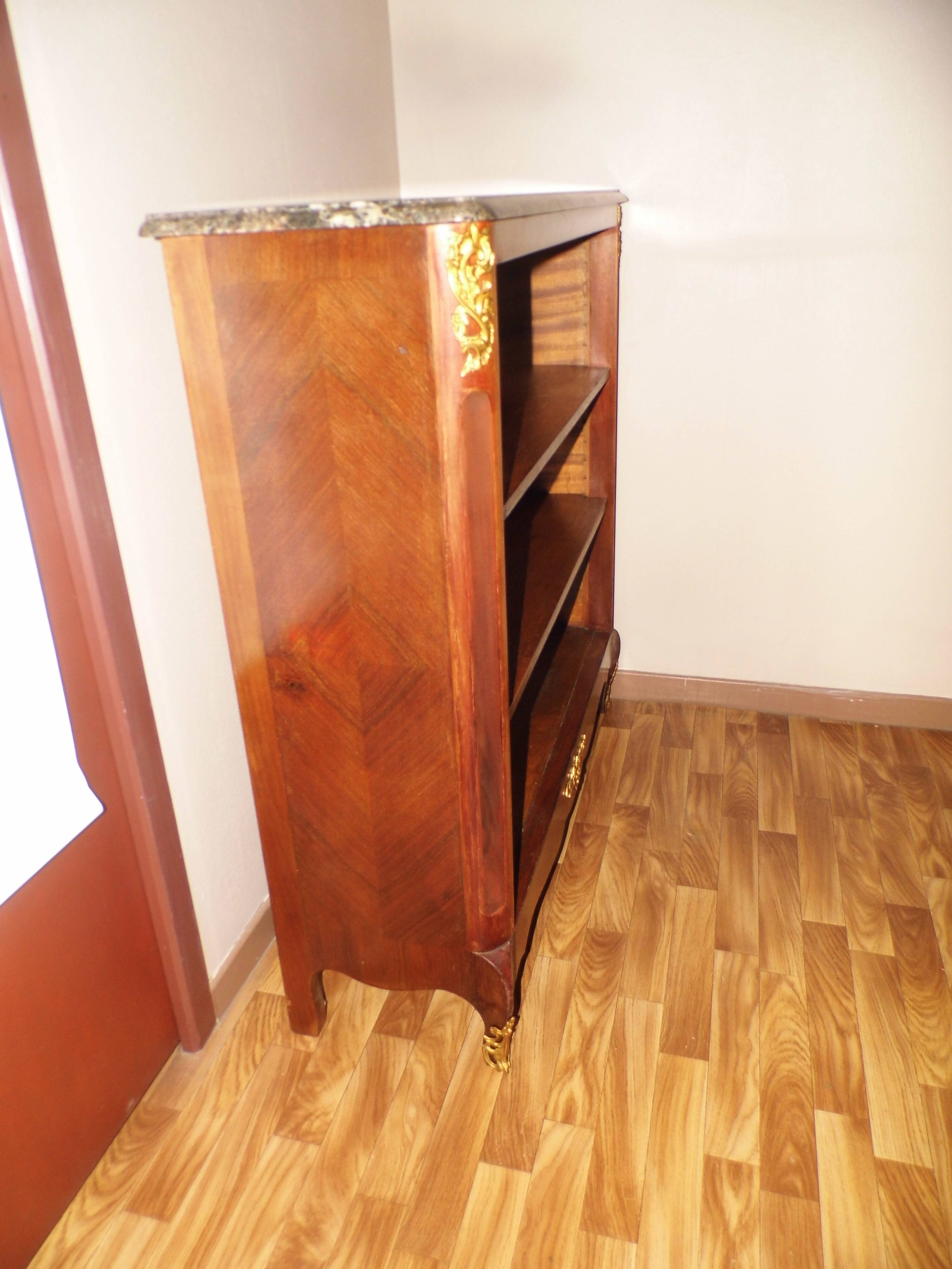 Cabinet bibus library Louis XV rosewood and marble very good condition XIXth siecle