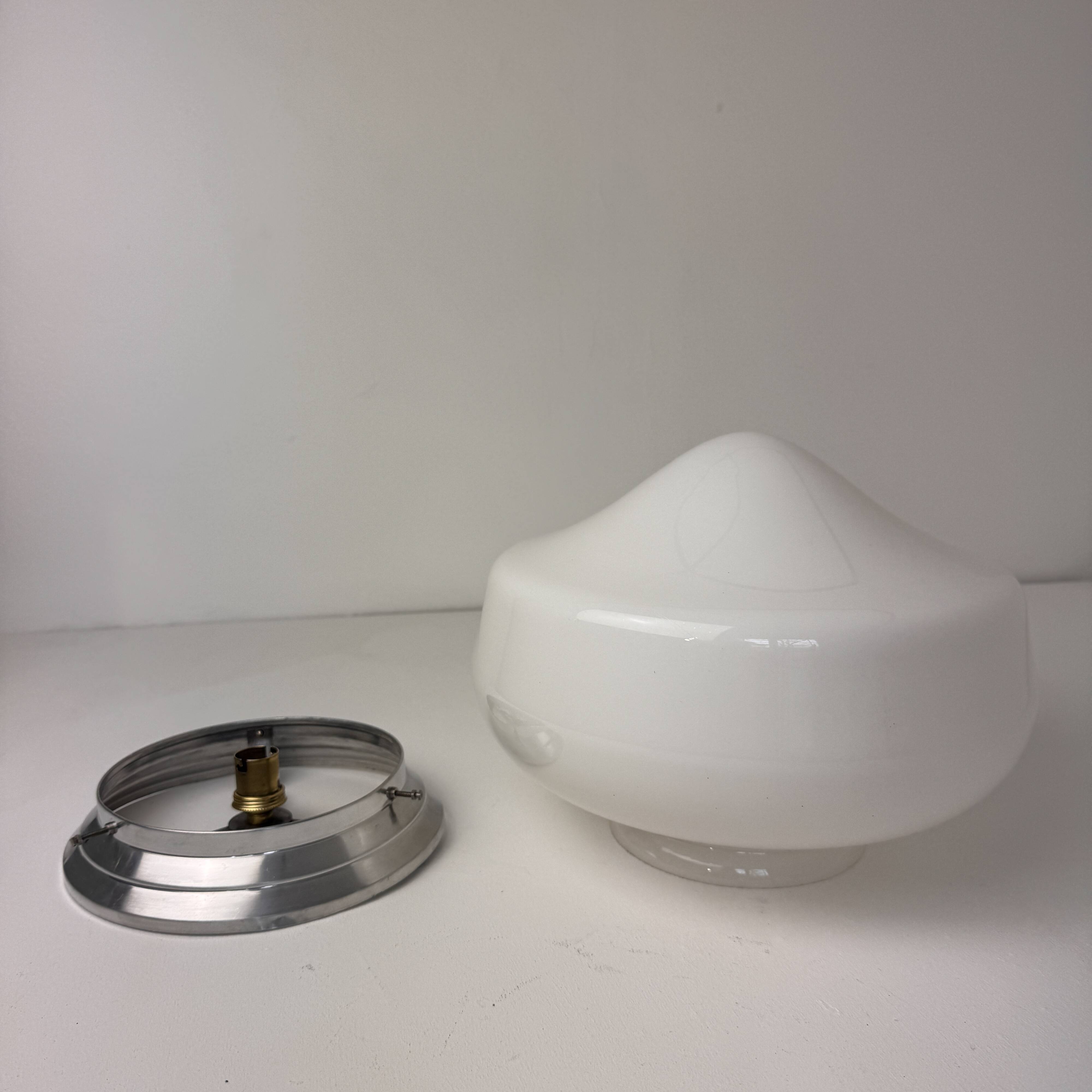 Antique ceiling light or vintage wall light in xl opaline