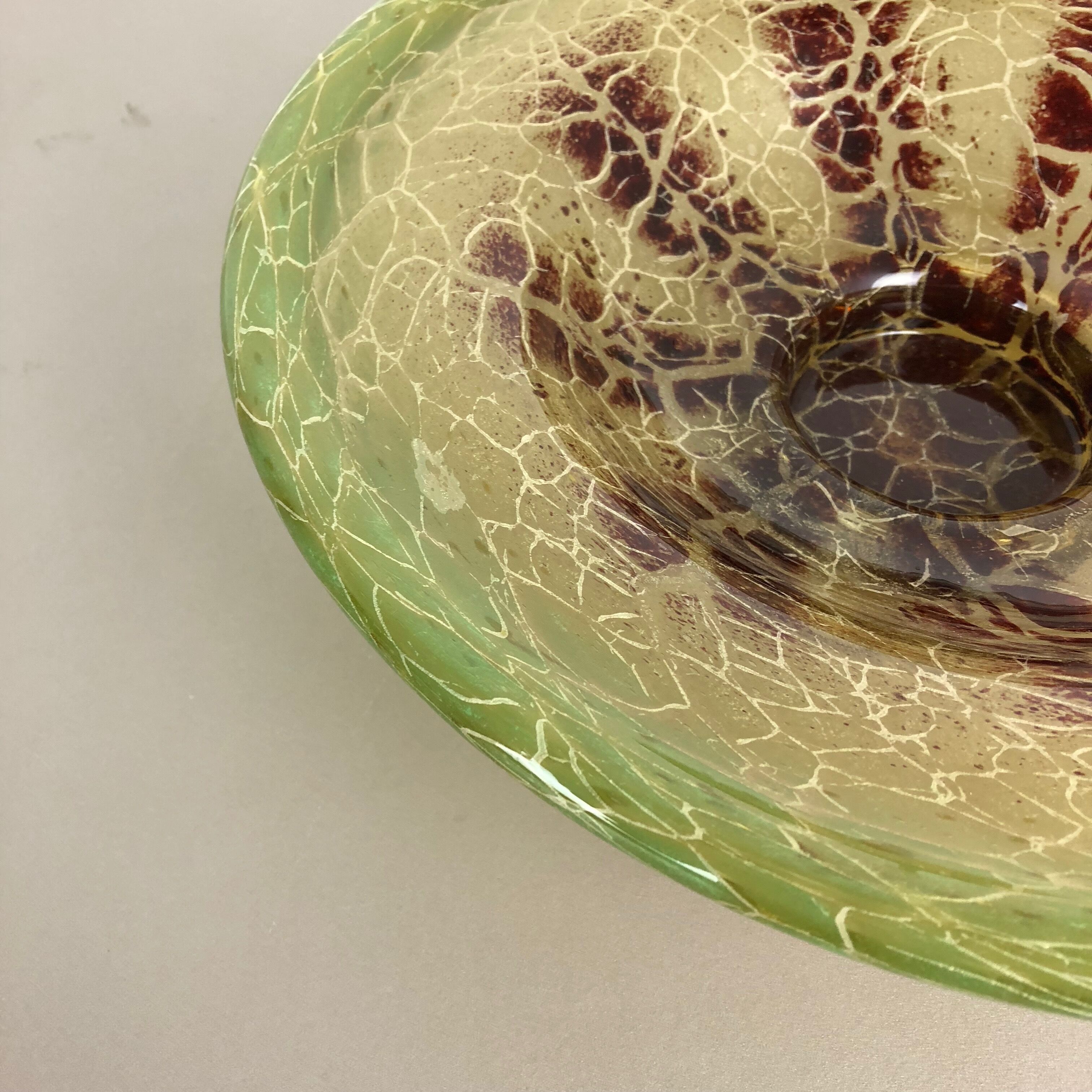 German Glass Bowl by Karl Wiedmann for WMF Ikora, 1930s Bauhaus Art Deco