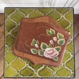 Porte courrier lettres en bois décor de roses