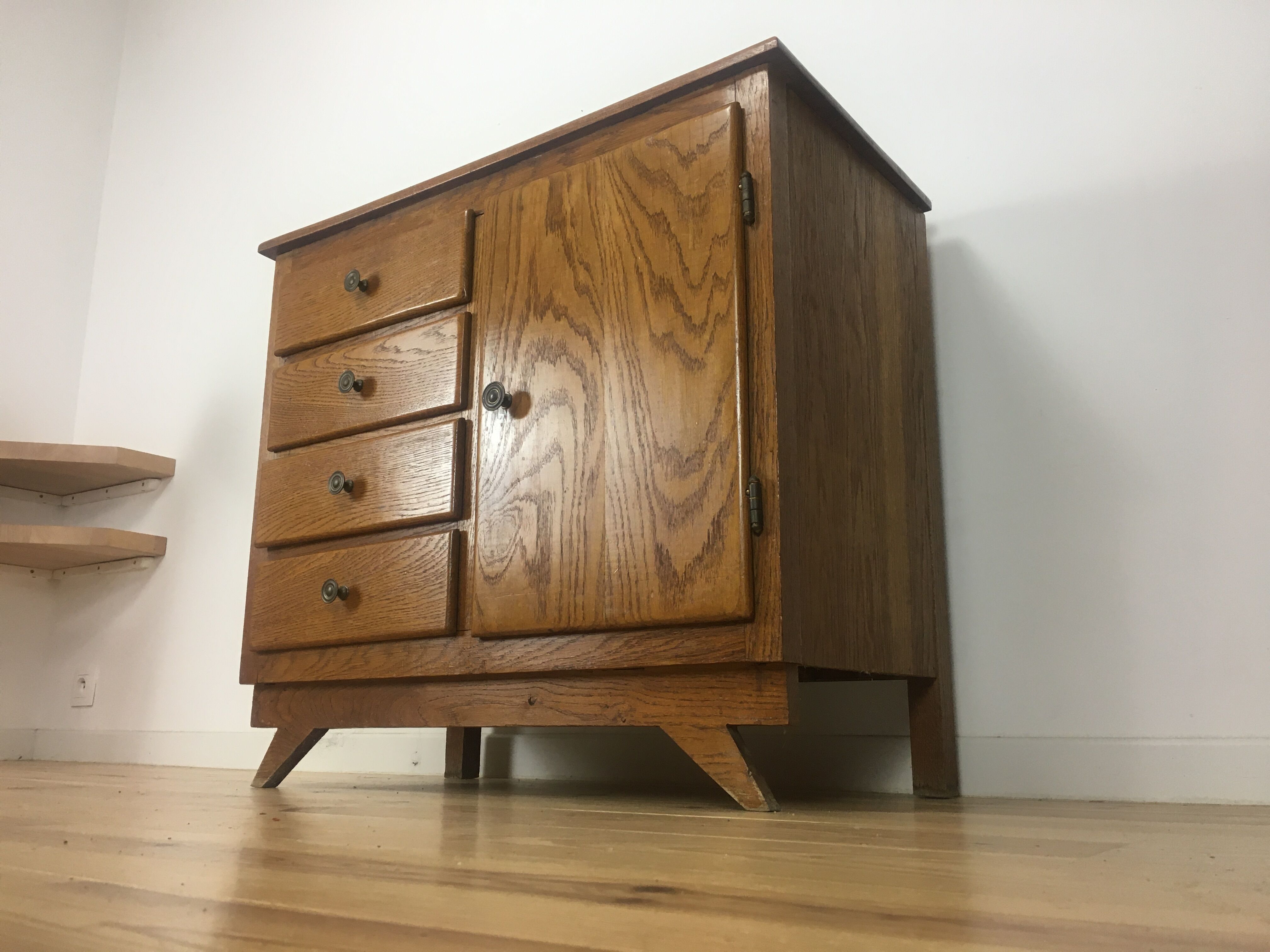 Dresser solid oak compass feet, 50s