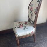 Nursing chair medallion Louis XVI 19th Sanderson chintz with flowers