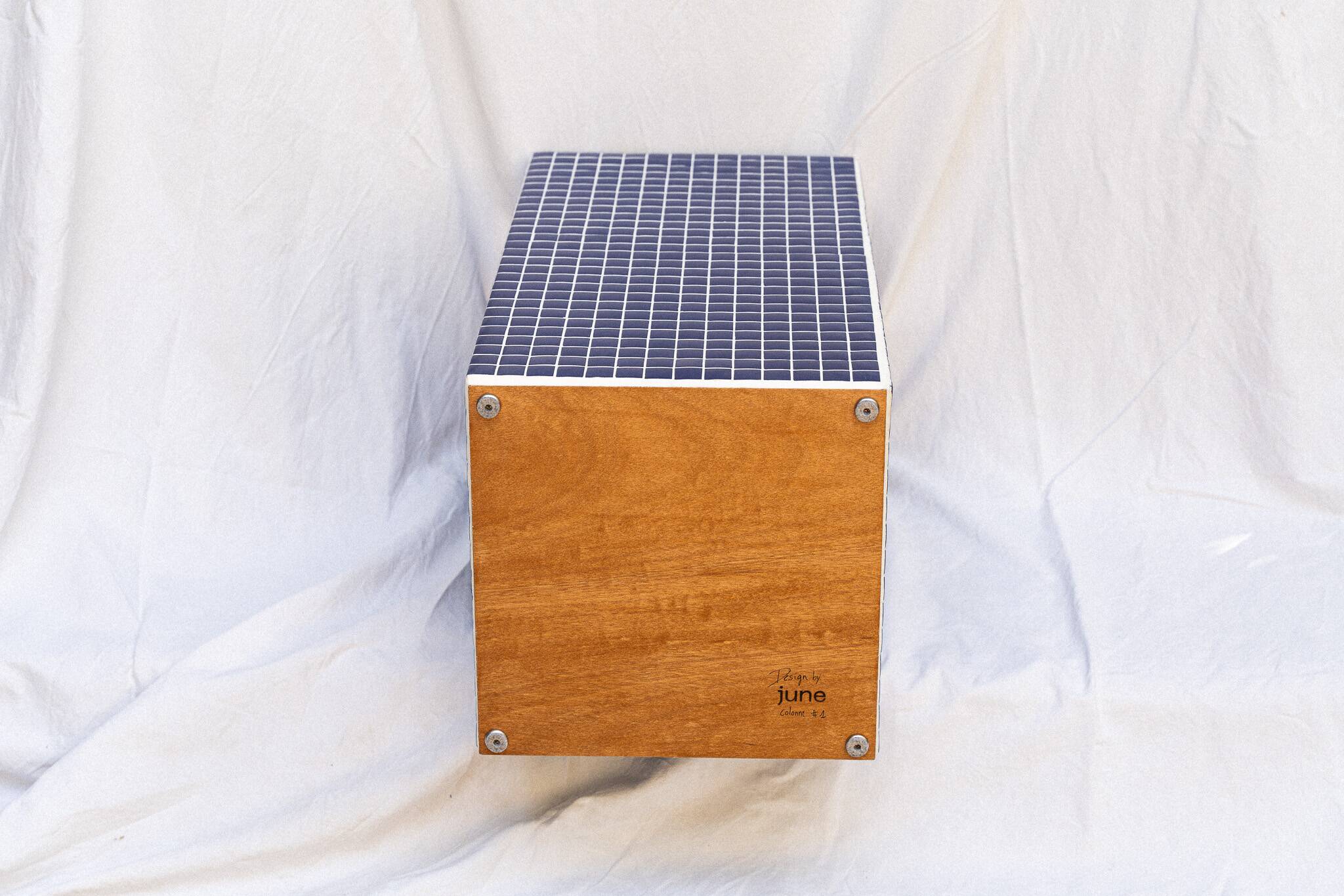 Blue column side table 66x33 cm