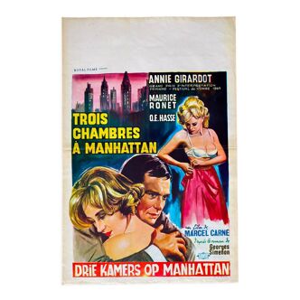 Affiche cinéma originale "Trois chambres à manhattan" Annie Girardot 36x55cm 1965