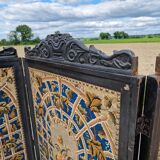 19th century black painted wooden folding screen