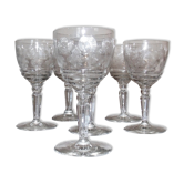 Lot de 6 anciens verres à porto gravés