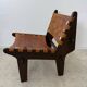 Vintage teak and leather armchair design Angel Pazmino brand Ecuador vintage 1960