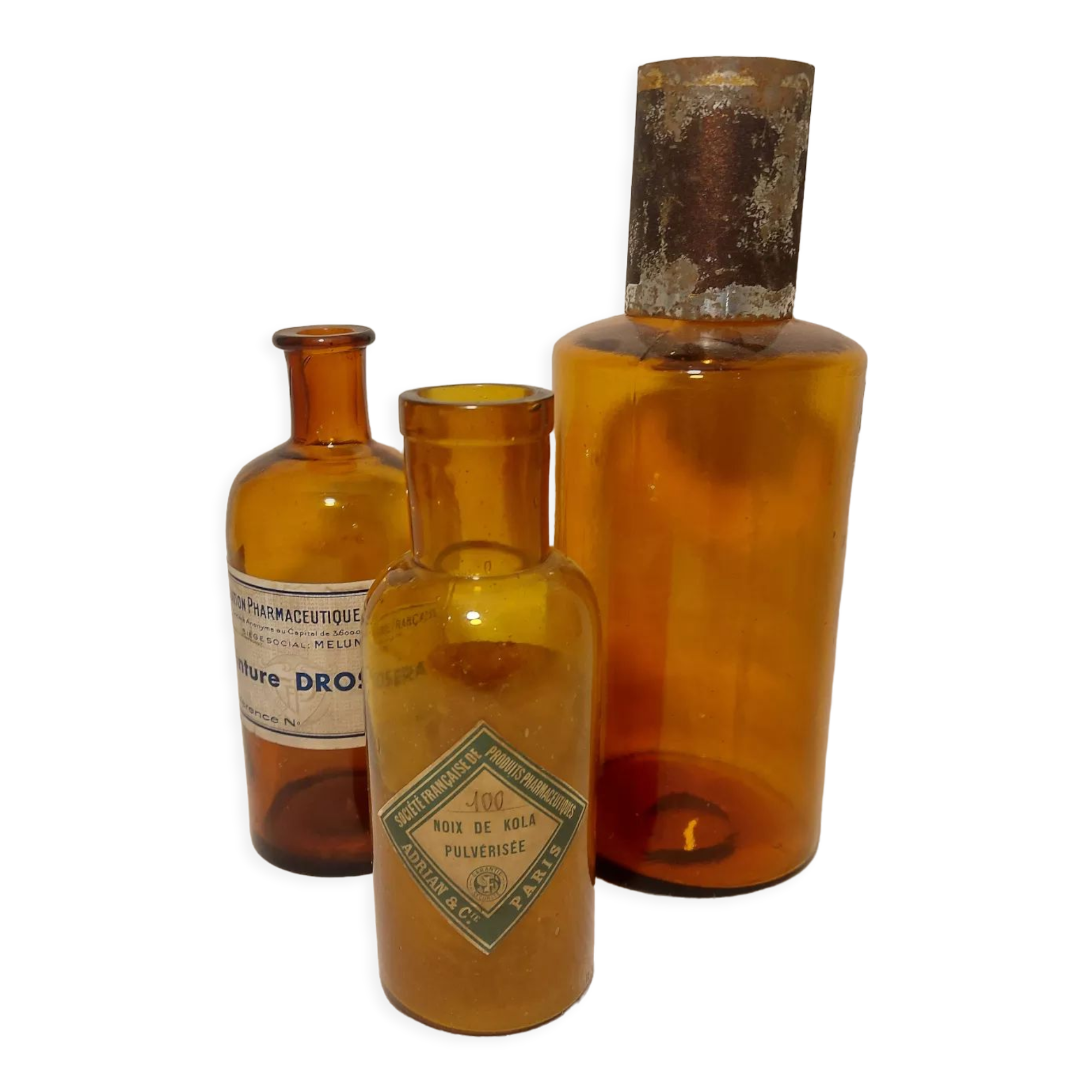 Lot flacons pharmacie ambre