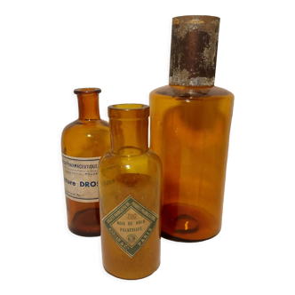 Lot flacons pharmacie ambre